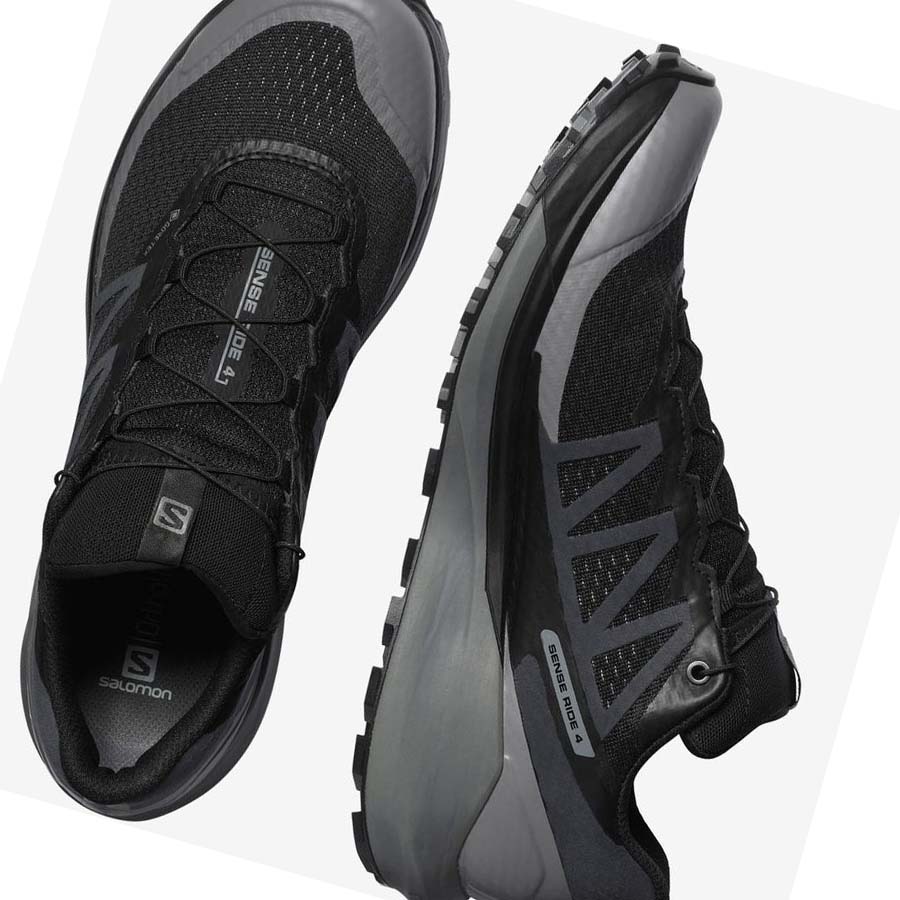 Tenis Para Trail Running Salomon SENSE RIDE 4 GORE-TEX INVISIBLE FIT Hombre Negros Negros | MX 3519GSO